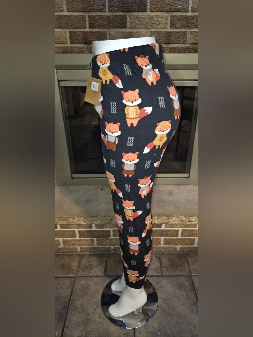 Just Cozy Womens Fleece Leggings XL Fox Fall Print